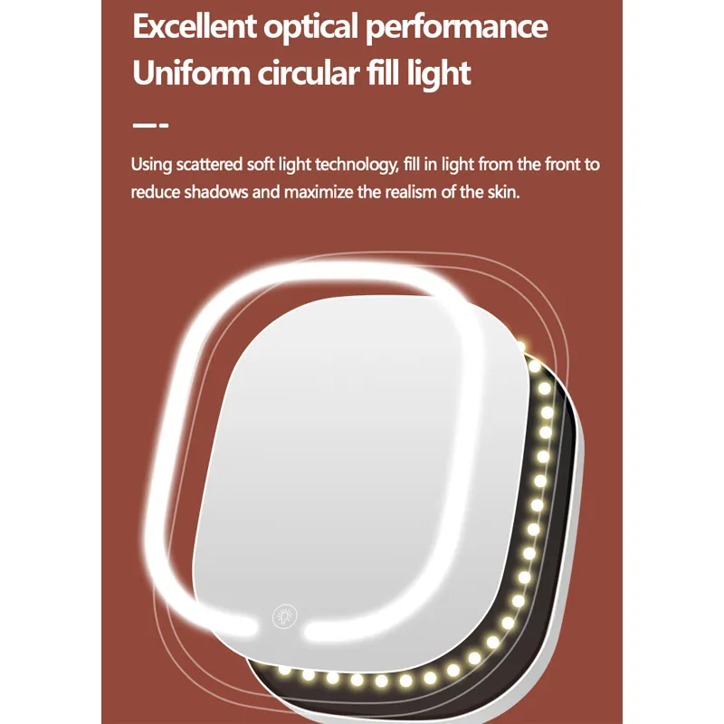 Espejo de Maquillaje LED Aorlis Recargable con Control Táctil - Imagen 2