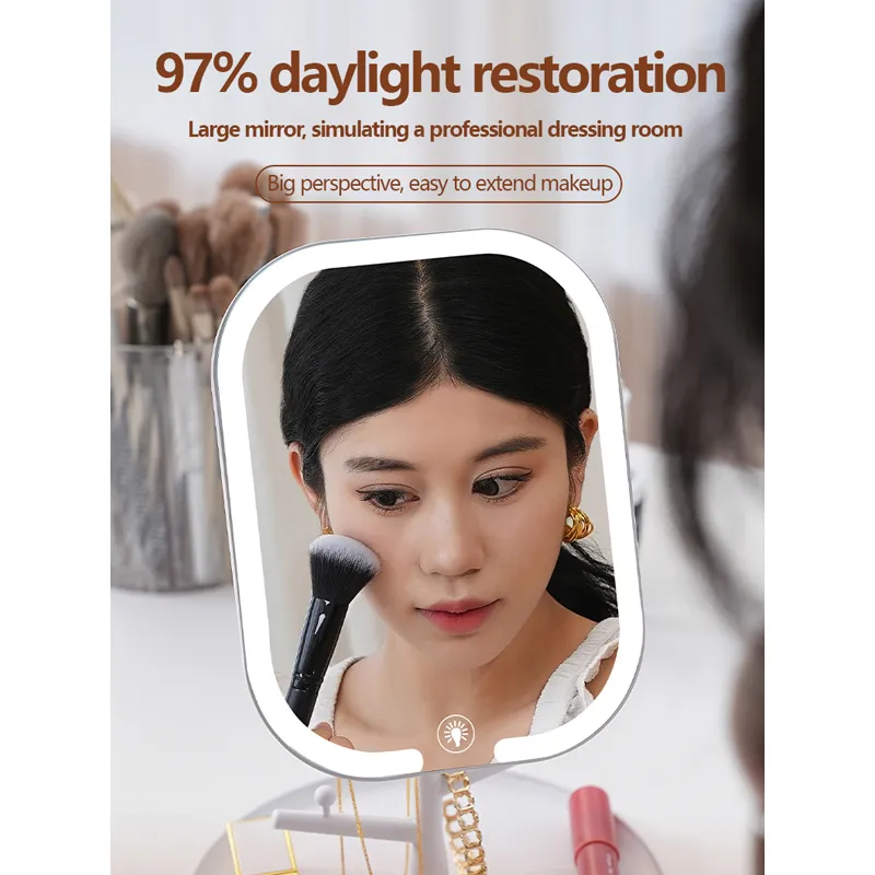 Espejo de Maquillaje LED Aorlis Recargable con Control Táctil - Imagen 3