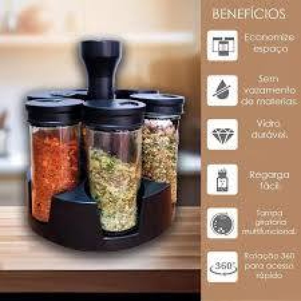 Porta Condiméntero Giratorio 7 Piezas - Especiero Rotatorio con Base y Tapa