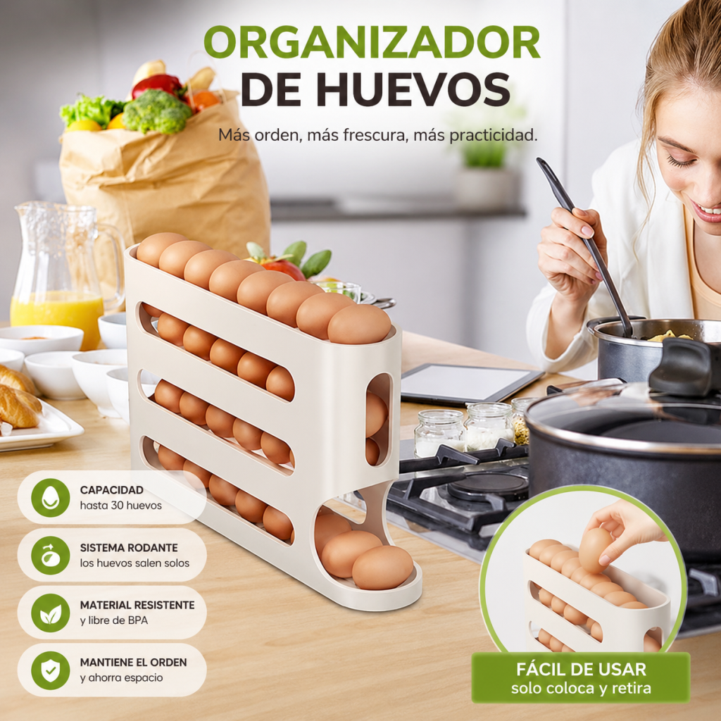 ORGANIZADOR DISPENSADOR DE HUEVOS AUTOMÁTICO