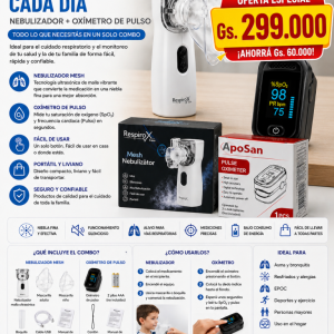 COMBO | SALUD/RESPIRATORIO | NEBULIZADOR MESH + OXÍMETRO